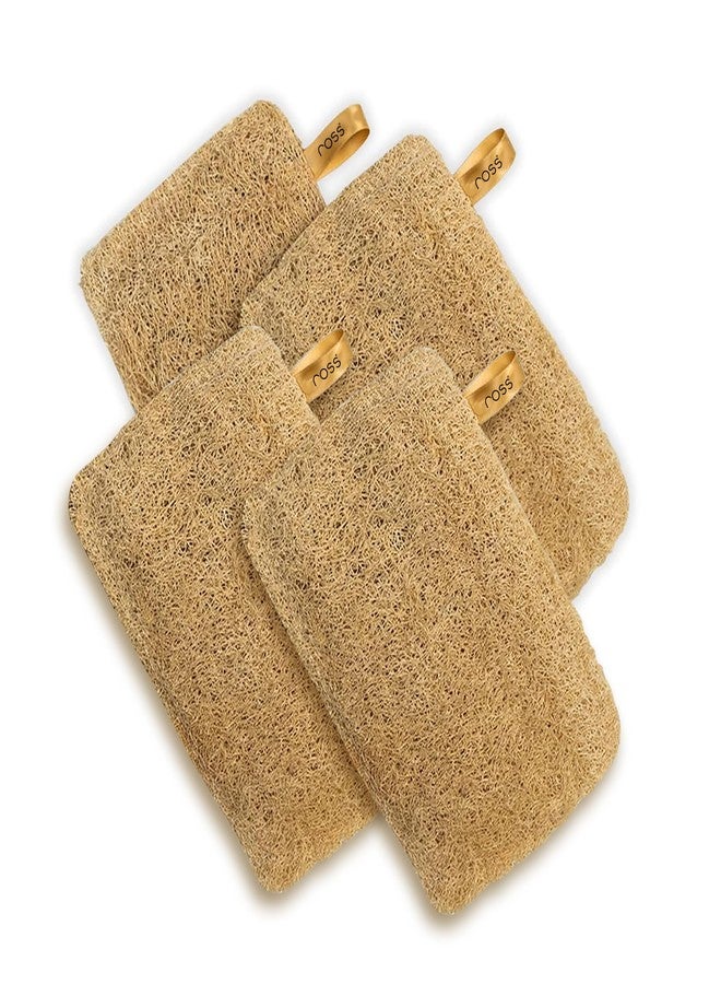 Ross Natural Sun-Dried Loofah | Organic Exfoliating Bath Sponge & Scrubber for Men & Women | Deep Cleansing Luffa for Shower, Skincare & Body Care | Eco-Friendly & Biodegradable (Pack of 4) - Image 1