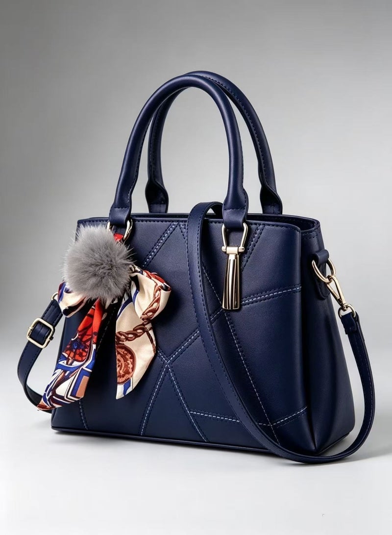 Goolsky Top-handle Handbags Purse Soft PU Leather Crossbody Shoulder Bag Satchel with Bowknot Plush Ball Pendant - Image 2