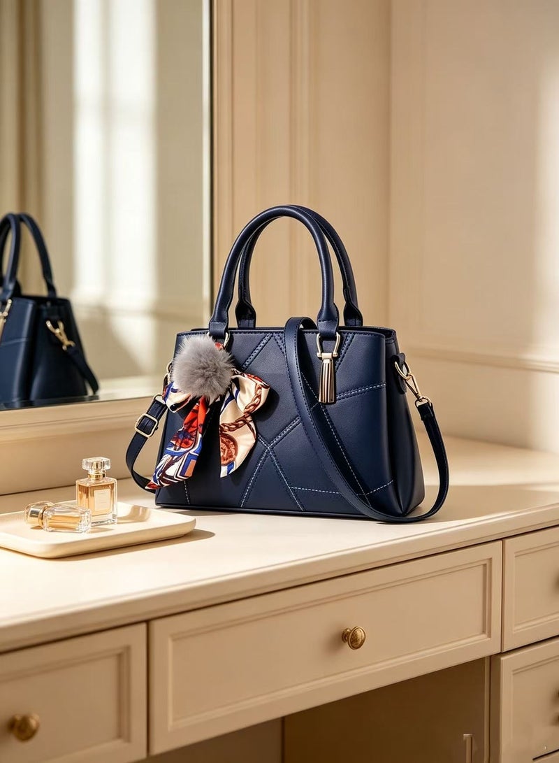 Goolsky Top-handle Handbags Purse Soft PU Leather Crossbody Shoulder Bag Satchel with Bowknot Plush Ball Pendant - Image 3