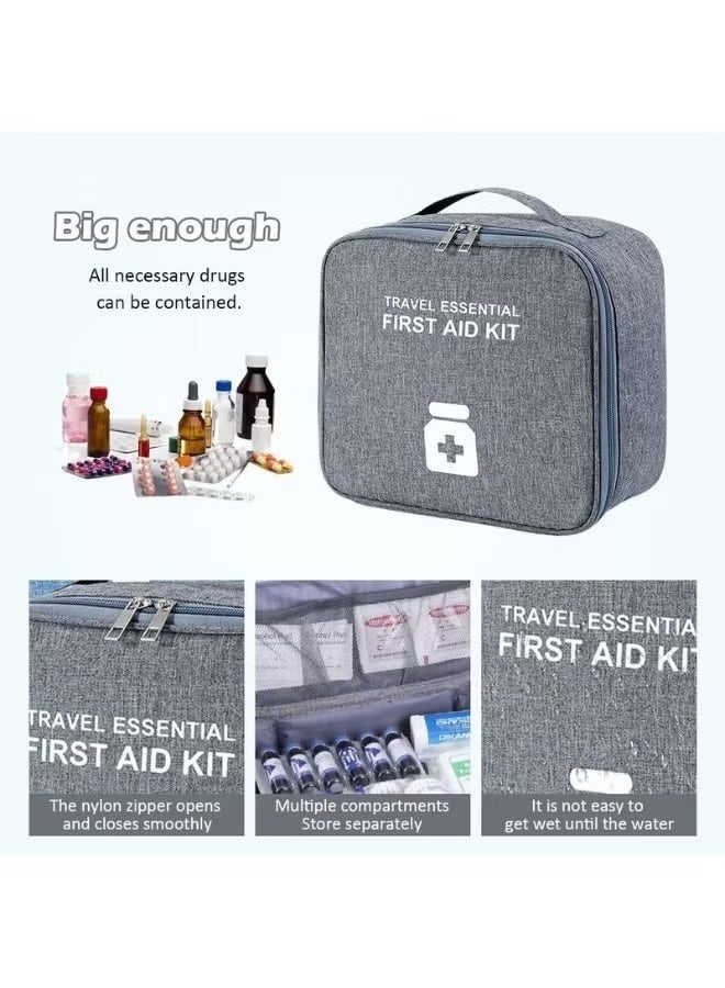 حقيبة إسعافات أولية مقاومة للماء والغبار محمولة مصممة للسفر لحماية عائلتك في أي مكان تتميز بتصميم داخلي منظم- لون رمادي -155 - Image 3