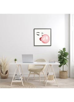 Stupell Industries Glamorous Face Blowing Bubble Gum Bold Lips, Designed by Janelle Penner Black Framed Wall Art, 24 x 24, Pink  - Image 2