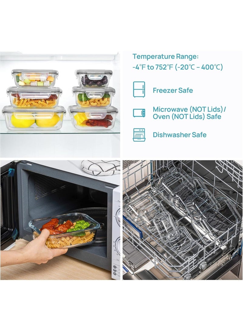 MOMENT 8-Pack Glass Food Storage Containers with Locking Lids | Leakproof Airtight Meal Prep Containers | Borosilicate Glass | Microwave, Oven, Freezer & Dishwasher Safe | BPA-Free Kitchen Storage Set - Image 3