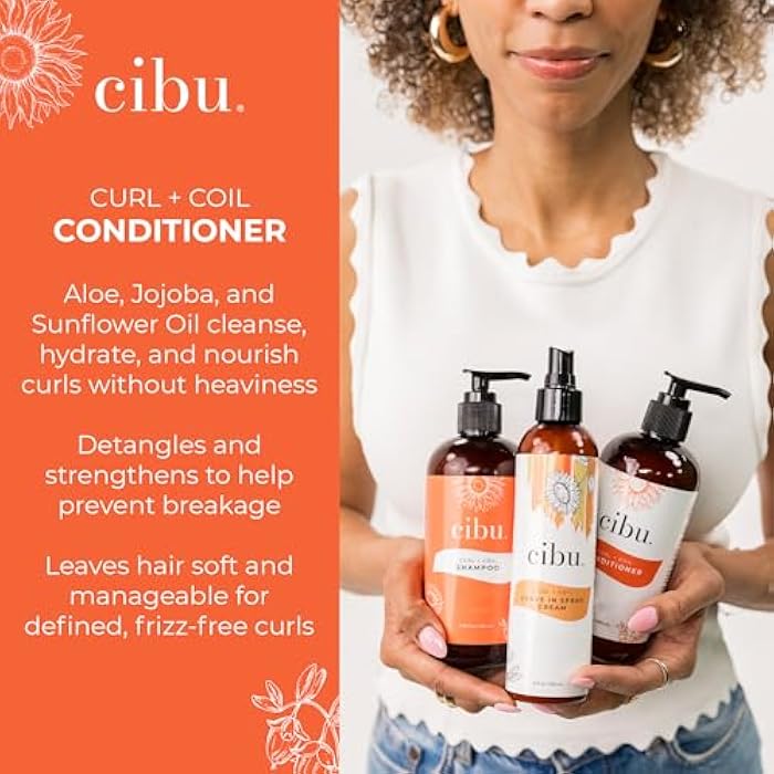 CIBU Curl + Coil Conditioner 30076 Cleanses, Hydrates, Nourishes, Revitalizes, Detangles & Preserves Natural Curl + Coil for Frizz-Free Manageable Hair | Sulfate-Free & Gentle for Daily Use 1 Liter - Image 3