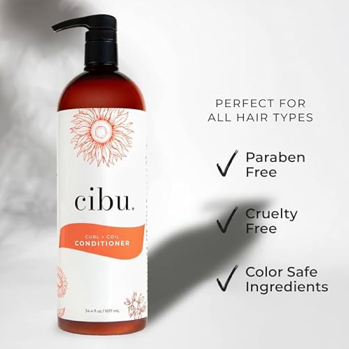 CIBU Curl + Coil Conditioner 30076 Cleanses, Hydrates, Nourishes, Revitalizes, Detangles & Preserves Natural Curl + Coil for Frizz-Free Manageable Hair | Sulfate-Free & Gentle for Daily Use 1 Liter - Image 2