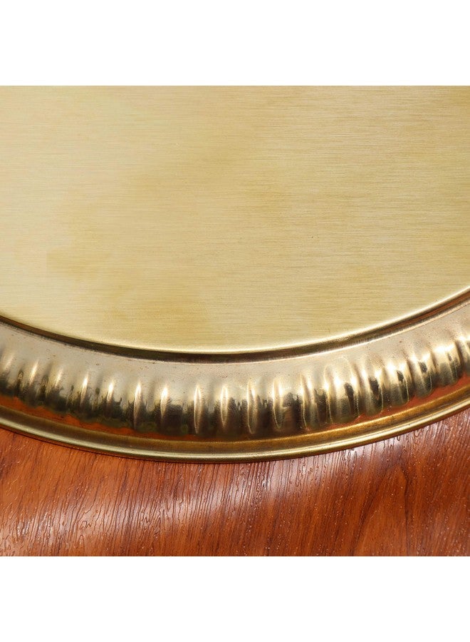 Pure Source India Handmade Flower Embossed Design Brass Puja Thali, Meenakari Pital Aarti Plate Used for Hindu Rituals Like Pooja, Karwa Chauth, Rakhi, Diwali, Return Gift Items (10 inches) - Image 5