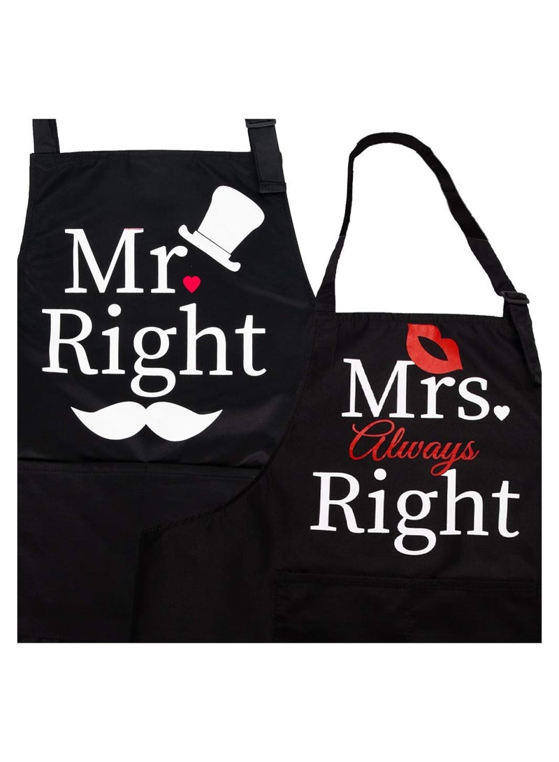 SYOSI Mr. and Mrs. Kitchen Aprons, 2PCS Couples Kitchen Apron Gift Set Matching Aprons His and Hers Kitchen Aprons Romantic Cooking Aprons Kitchen Apron Set Fun Aprons for Couples Cooks - Image 1