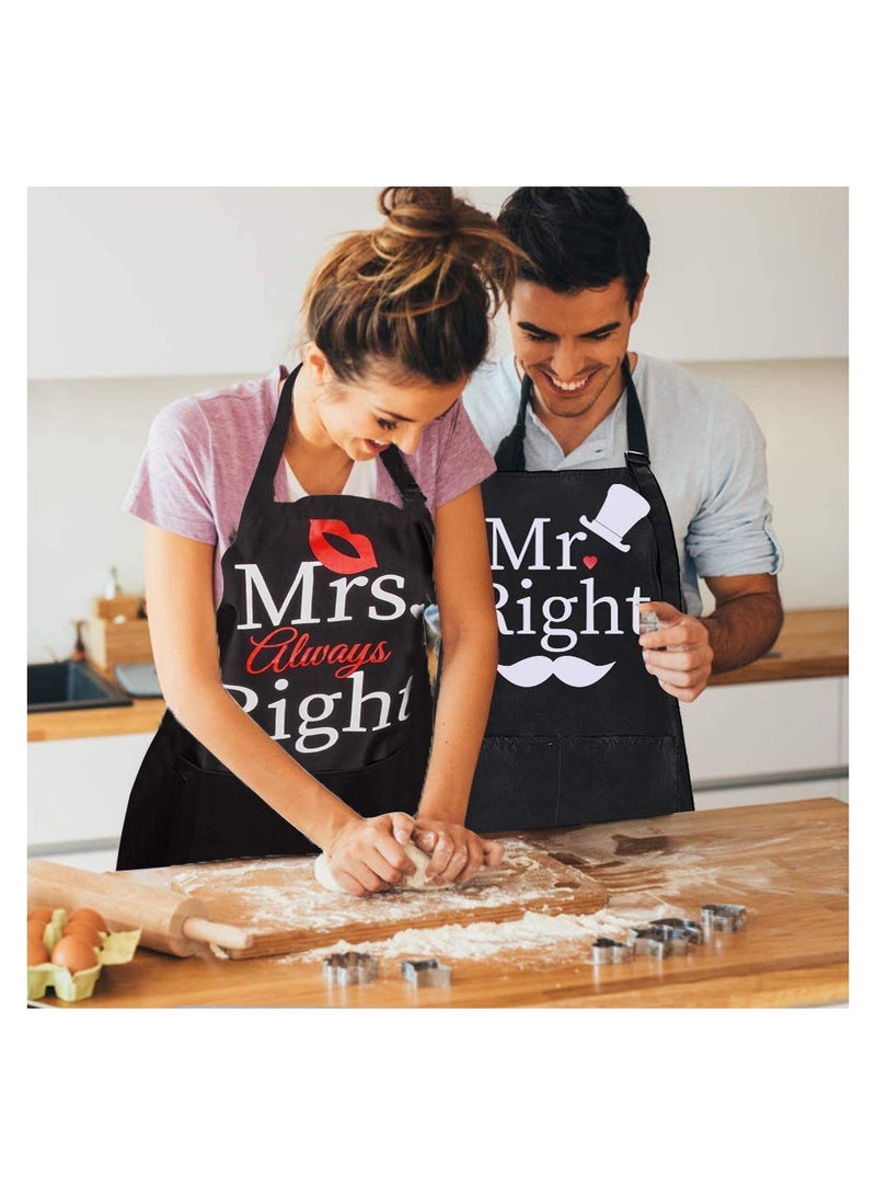 SYOSI Mr. and Mrs. Kitchen Aprons, 2PCS Couples Kitchen Apron Gift Set Matching Aprons His and Hers Kitchen Aprons Romantic Cooking Aprons Kitchen Apron Set Fun Aprons for Couples Cooks - Image 3