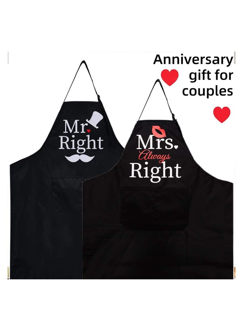 SYOSI Mr. and Mrs. Kitchen Aprons, 2PCS Couples Kitchen Apron Gift Set Matching Aprons His and Hers Kitchen Aprons Romantic Cooking Aprons Kitchen Apron Set Fun Aprons for Couples Cooks - Image 4