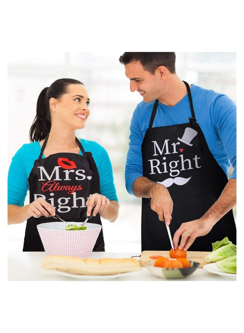 SYOSI Mr. and Mrs. Kitchen Aprons, 2PCS Couples Kitchen Apron Gift Set Matching Aprons His and Hers Kitchen Aprons Romantic Cooking Aprons Kitchen Apron Set Fun Aprons for Couples Cooks - Image 2