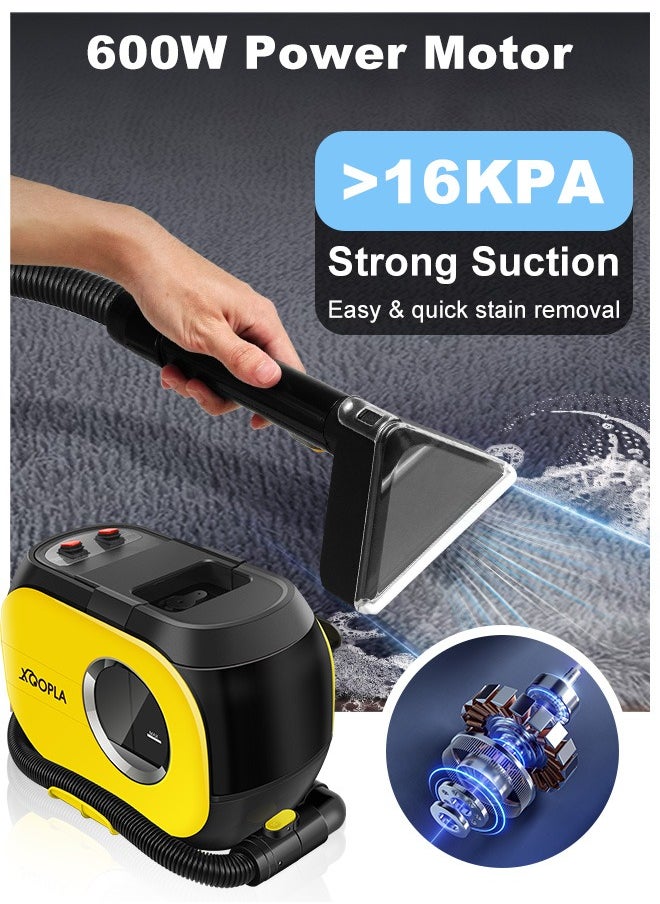 Xoopla Portable Spot Stain Cleaner Pro With 600W Motor Power/>16000Pa Powerful Suction/UK Plug/Dual Tank Clean and Dirty/Suitable for Kitchen,Sofa,Rug,Mattress,Pet Stains and Curtain/Suction/Spray/Scrub/Upholstery and Carpet Cleaner/Multi-Surface Lightweight Handheld Deep Cleaning Machine - IPX4  - Image 3