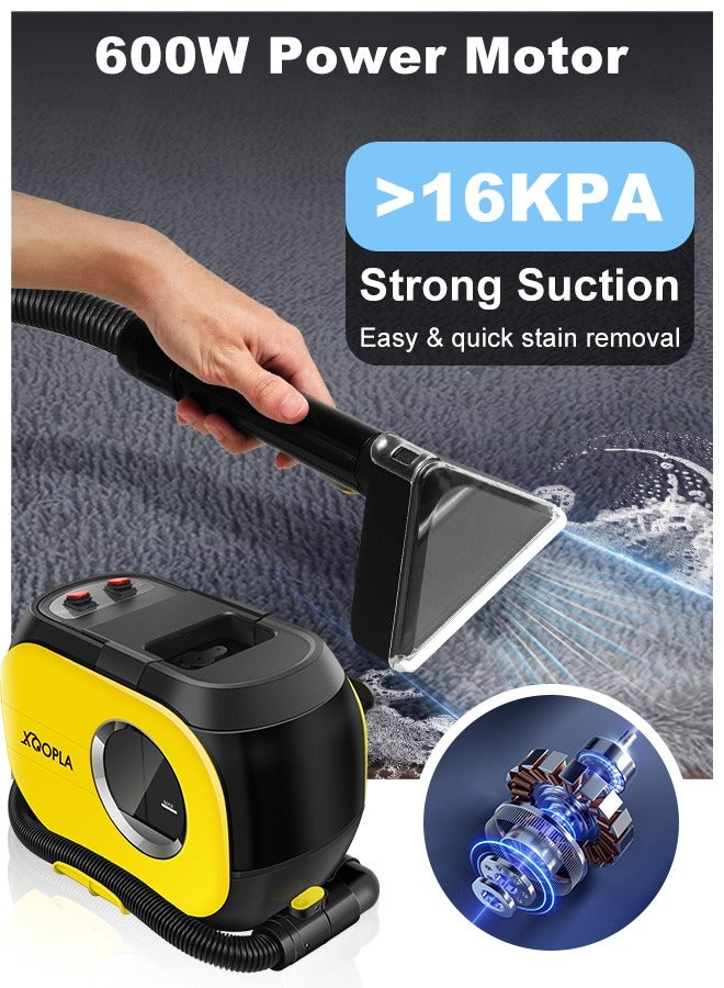 Portable Spot Stain Cleaner Pro With 600W Motor Power/>16000Pa Powerful Suction/UK Plug/Dual Tank Clean and Dirty/Suitable for Kitchen,Sofa,Rug,Mattress,Pet Stains and Curtain/Suction/Spray/Scrub/Upholstery and Carpet Cleaner/Multi-Surface Lightweight Handheld Deep Cleaning Machine - IPX4