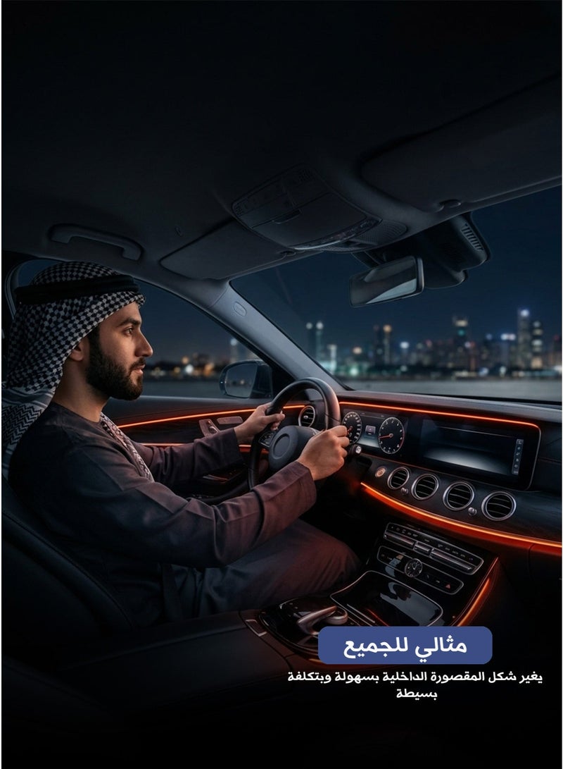 ليد شريط إضاءة LED داخلي محيطي للسيارة 5 فولت - أحمر، إضاءة مرنة من البلاستيك لتزيين السيارة - Image 2