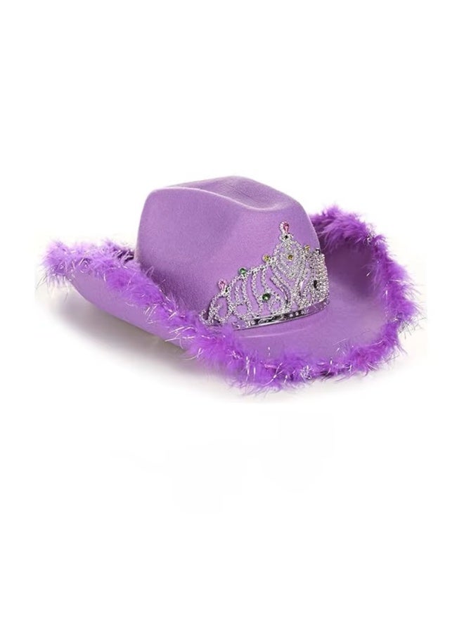Women's and Children's Festival Costume Party Hat, Purple Fur Edge Big Crown 
