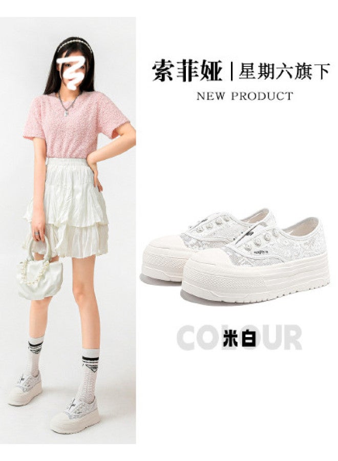 SAFIYA New Chinese Style】saturday's New One-step Slip-on Women's Shoes With High Aesthetics, Lightweight Thick Sole And Mesh Fisherman Design - Image 1