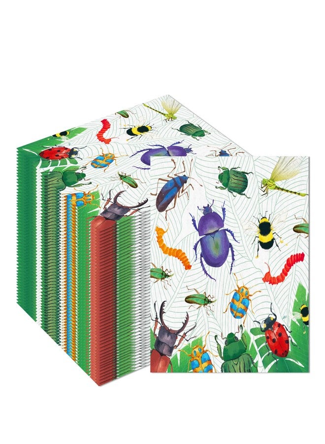BHNACIER Bug Party Paper Napkins for Insect Theme Supplies Insect Paper Napkins Bugs Theme Themed Luncheon Napkin Green Napkin for Insect Birthday Party Supplies(40 Pcs) - Image 1