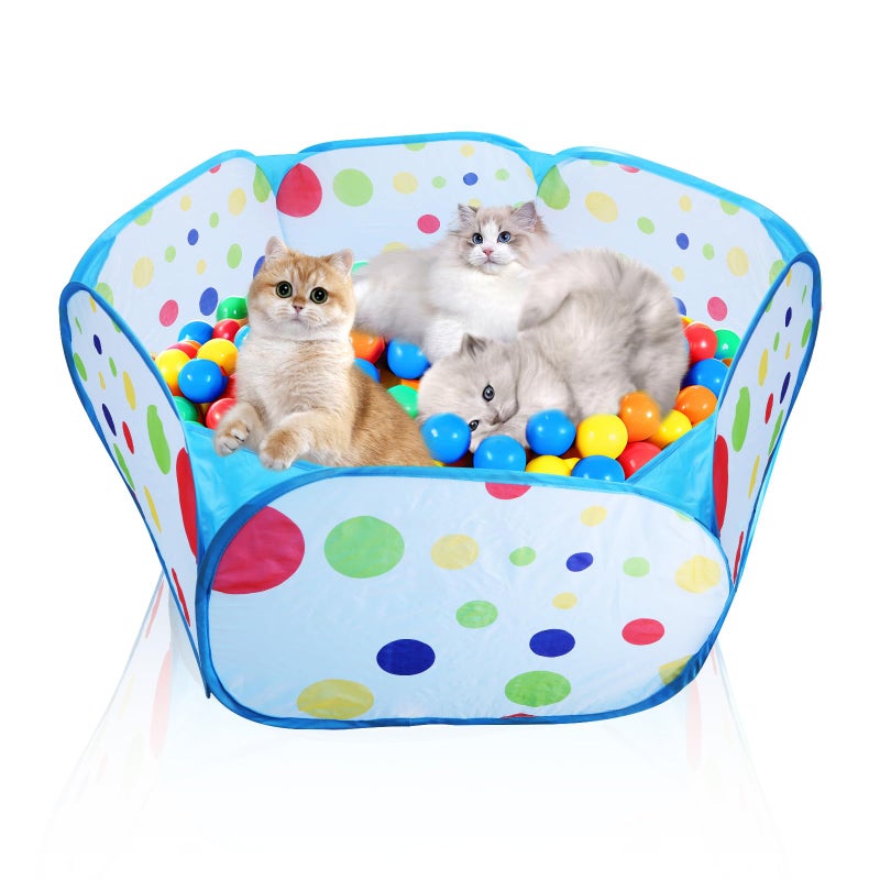 Engorgio Cat Ball Pit,Pop Up Ball Pits Tentï¼ŒCat Enrichment Toysï¼ŒSuitable for Indoor and Outdoor Activities (39.37inches in Diameter,No Ball Included) (Blue) - Image 1