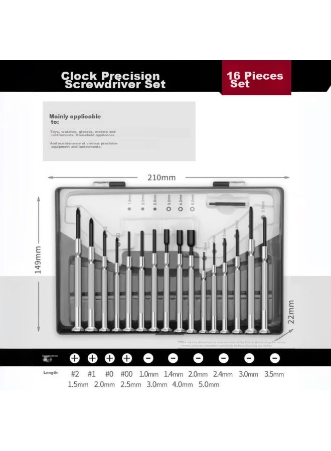 GREENER Lülin Clock Screwdriver Set For Laptop, Gl, Phone Disassembly And Repair, Home Use Small Screwdriver Tool Kit, 16 Pieces - Image 1
