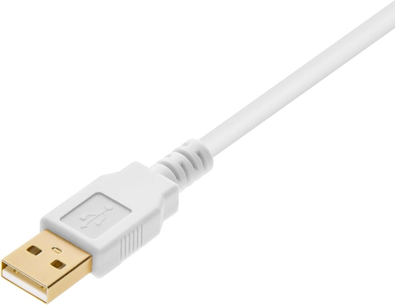 مونوبرايس - 108612 10 أقدام كابل USB 2.0 A ذكر إلى A ذكر 28/24AWG (مطلي بالذهب) - أبيض لنقل البيانات لمرفقات القرص الصلب والطابعات وأجهزة المودم والكاميرات والمزيد! - Image 2