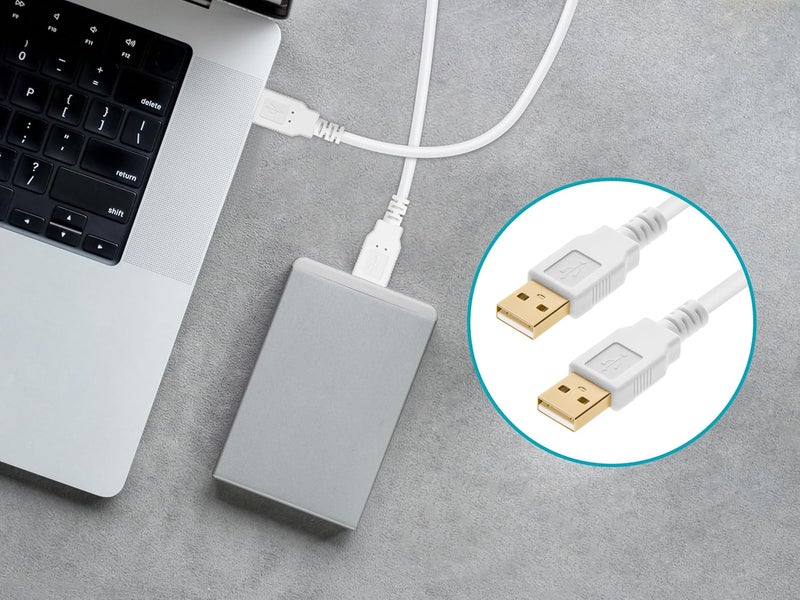 مونوبرايس - 108612 10 أقدام كابل USB 2.0 A ذكر إلى A ذكر 28/24AWG (مطلي بالذهب) - أبيض لنقل البيانات لمرفقات القرص الصلب والطابعات وأجهزة المودم والكاميرات والمزيد! - Image 5