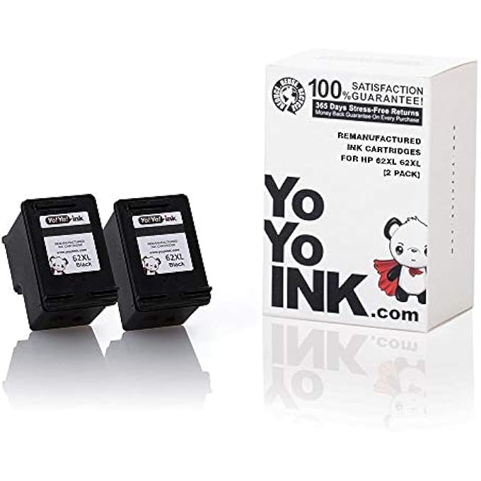 REMANUFACTURED INK CARTRIDGE REPLACEMENT FOR HP 62 62XL HIGH YIELD (2 BLACK)