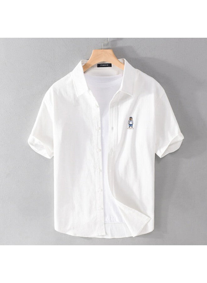 Fomoce comfortable Men's Short Sleeve Cotton Shirt For Spring/summer Casual Wear - Image 3