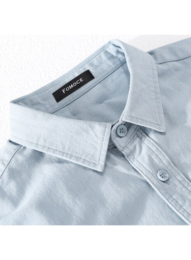 Fomoce comfortable Men's Short Sleeve Cotton Shirt For Spring/summer Casual Wear - Image 5