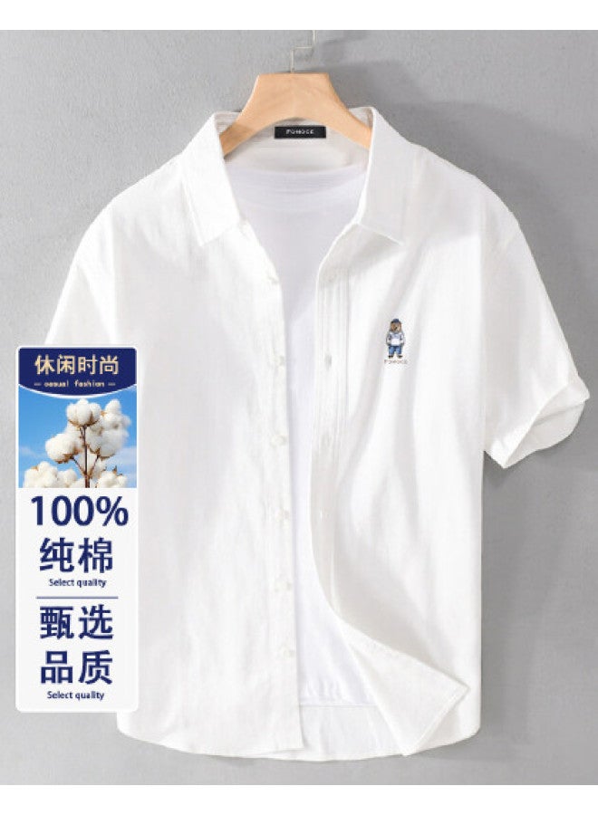 Fomoce comfortable Men's Short Sleeve Cotton Shirt For Spring/summer Casual Wear - Image 1