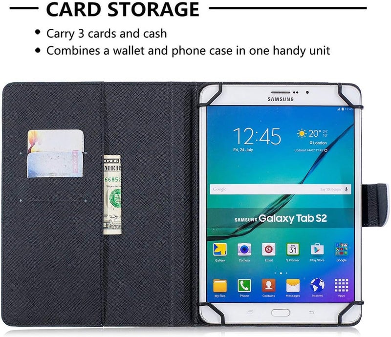 نيو شاين غطاء عالمي للأجهزة اللوحية مقاس 6.5-7.5 بوصة، غطاء حافظة واقف ملون من لأجهزة Samsung Galaxy اللوحية مقاس 7.0 بوصة، وAmazon Kindle Fire 7/HDX 7 وغيرها من الموديلات بحجم 7 بوصة تقريبًا - فراشة زرقاء وبيضاء - Image 2