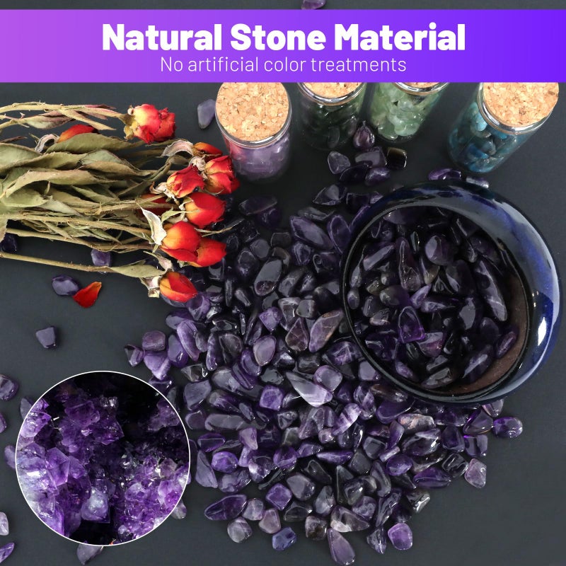 Orientrea 1.1lb Natural Crushed Amethyst Crystal Tumbled Chips-Healing Crystals Chips Bulk, Crushed Crystal Gemstones for Crafts, Beautiful Package for Gift (Amethyst) - Image 2