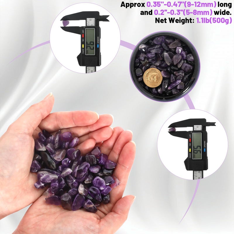Orientrea 1.1lb Natural Crushed Amethyst Crystal Tumbled Chips-Healing Crystals Chips Bulk, Crushed Crystal Gemstones for Crafts, Beautiful Package for Gift (Amethyst) - Image 3