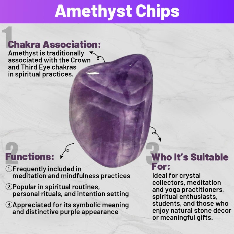 Orientrea 1.1lb Natural Crushed Amethyst Crystal Tumbled Chips-Healing Crystals Chips Bulk, Crushed Crystal Gemstones for Crafts, Beautiful Package for Gift (Amethyst) - Image 5