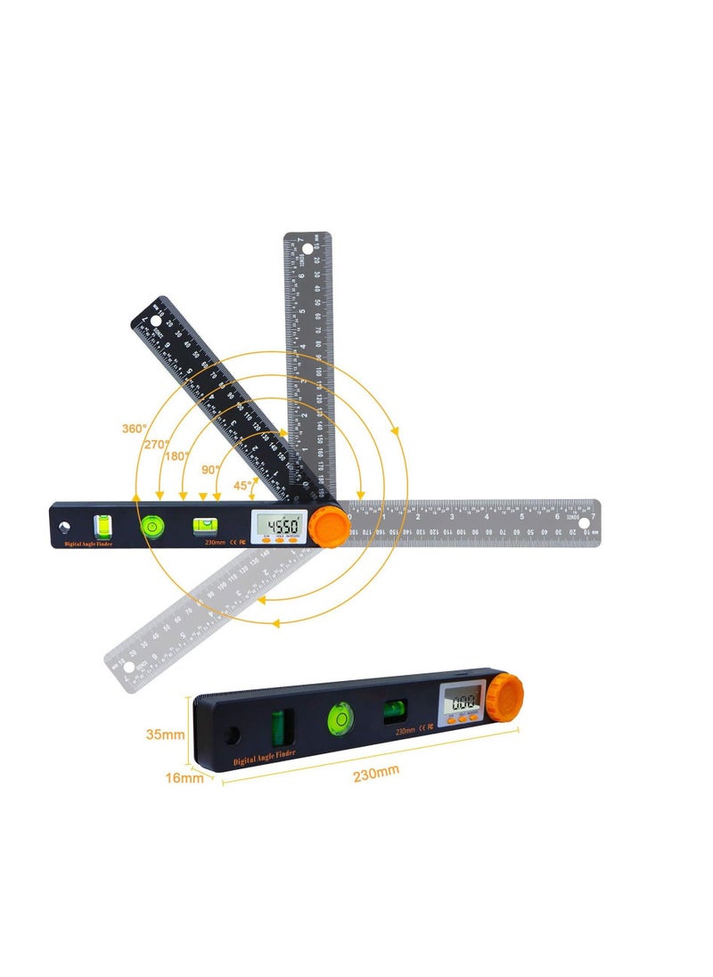 Generic Digital Angle Finder Tool 7inch 0-360 degree LED Digital Protractor with Horizontal Vertical Bubble Levels and Ruler Meter Accurate Tools for Carpenters,Woodworkers,Fabricators  - Image 4