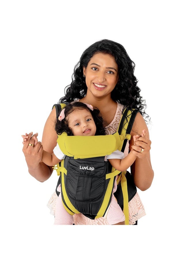 Luvlap Elegant Baby Carrier with 4 Carry Positions, Baby Carrier for 4 to 24 Months Baby,Adjustable New-Born to Toddler Carrier with Cushioned Leg Support, Max Weight Up to 15 Kgs(Black& Green) - Image 1