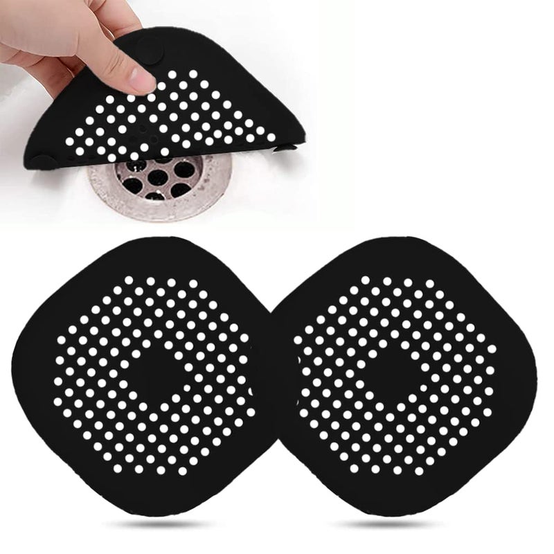 2 Pcs Silicone Drain Protector with Sucker Sink Strainer Protector Shower Drain Covers Hair Catcher Strainer Plug Trap Filter for Bathroom Bathtub Kitchen
