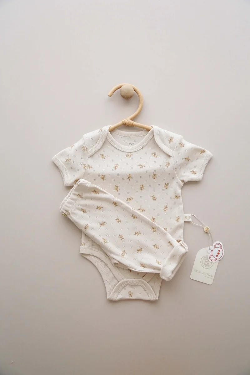 اوهلالا كوالا Pear Printed Baby Bodysuit - Tights Set
