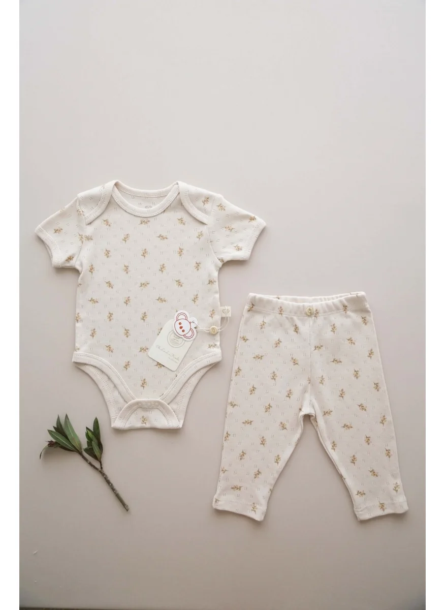 Ohlala Koala Pear Printed Baby Bodysuit - Tights Set