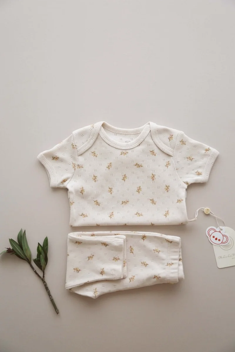 اوهلالا كوالا Pear Printed Baby Bodysuit - Tights Set