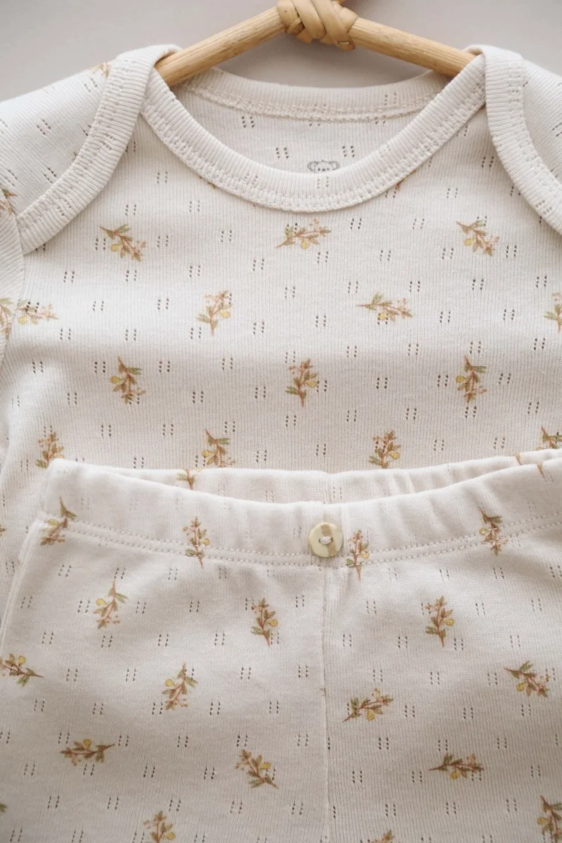 اوهلالا كوالا Pear Printed Baby Bodysuit - Tights Set
