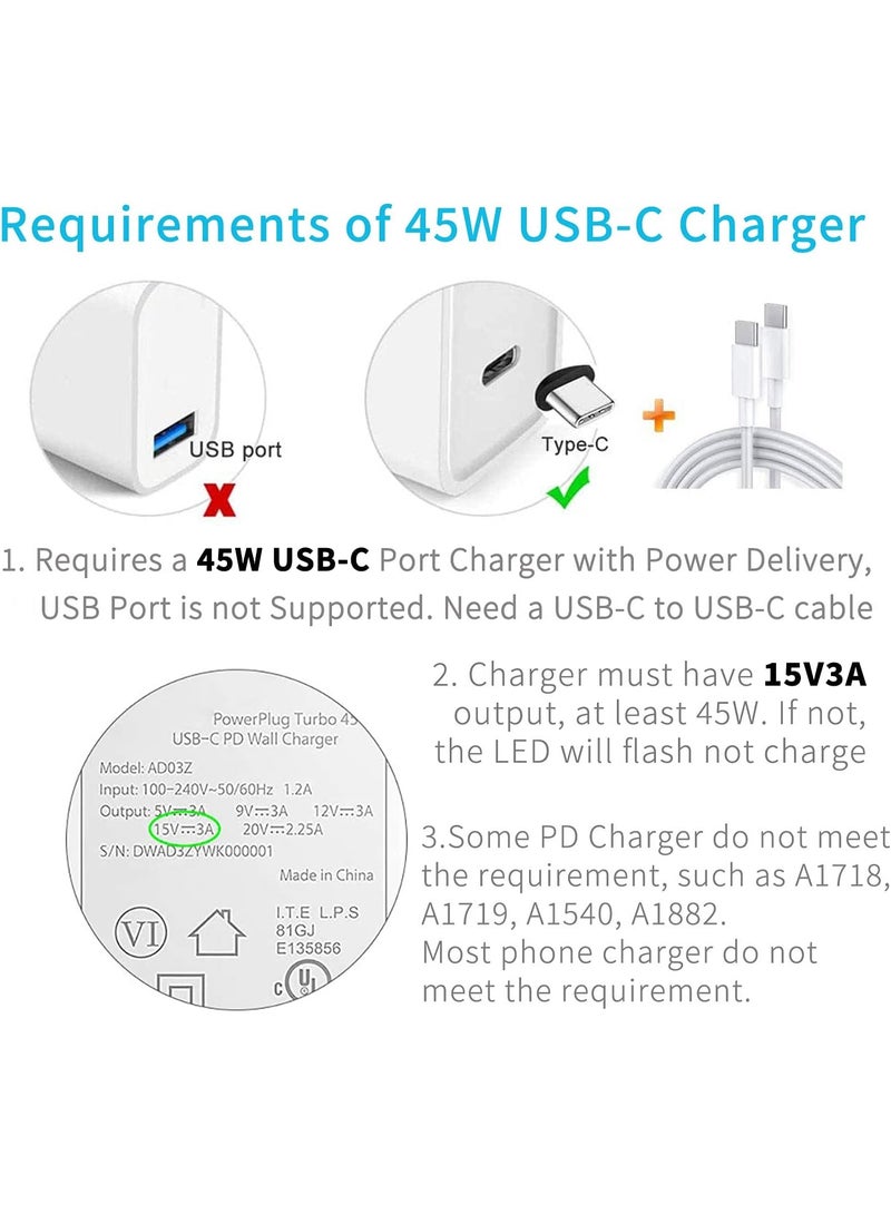 Surface to USB C Charging Cable (Female USB-C, 20 cm), Compatible with Microsoft Surface Pro 7/6/5/4/3 Go3/2/1 Laptop4/3/2/1, Requires 45W 15V/3A USB-C Charger - Image 4