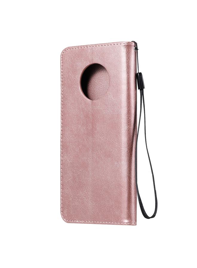 اس-توب جراب لهاتف Huawei Enjoy 20 Plus 5G، جراب جلدي واقي قابل للطي أفقيًا بلون سادة مع حامل وفتحات للبطاقات ومحفظة وإطار صورة وحبل تعليق - Image 3