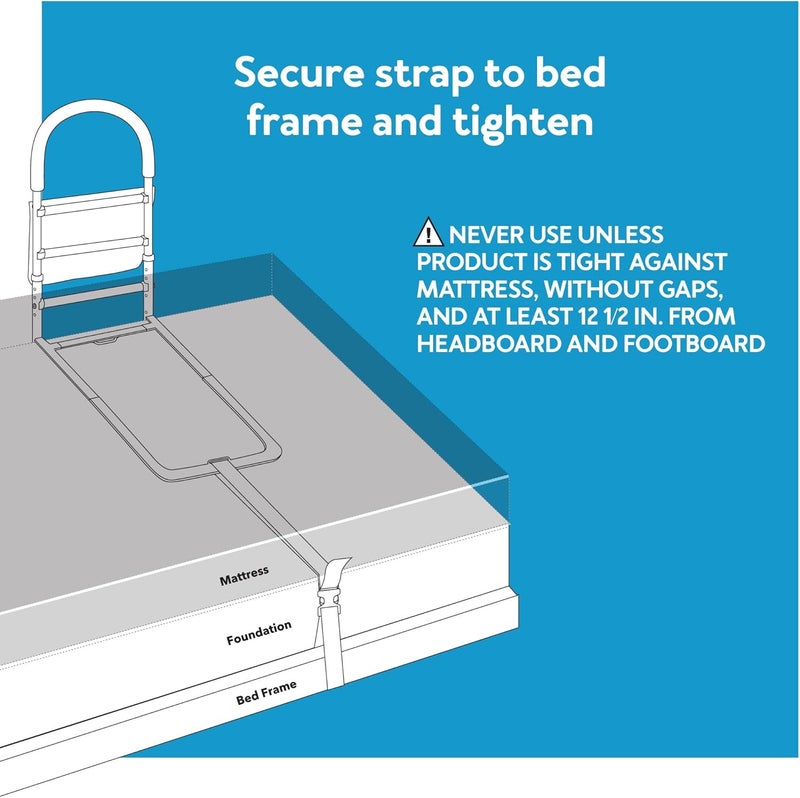 Carex Adult Bed Rails for Elderly Assistance Bed Hand Rails Bed Safety Rails for Seniors Adjustable to Fit Twin Full Queen and King Size Beds - Image 5