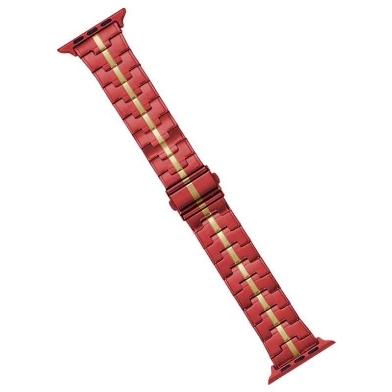 CHOiCE For Watch Series 5 44mm Stainless Steel Watch Band(Red Yelllow) - Image 1