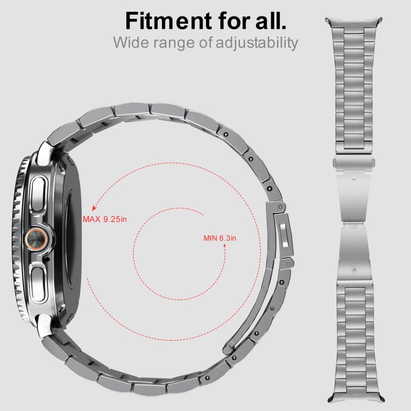 SPGUARD Metal Band Compatible with Samsung Galaxy Watch 8 40mm/44mm/Classic 46mm 2025,No Gap Business Stainless Steel Strap for Galaxy Watch8 Men Women,NOT for Other Models(Silver) - Image 3