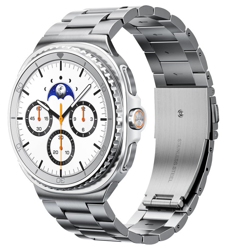 SPGUARD Metal Band Compatible with Samsung Galaxy Watch 8 40mm/44mm/Classic 46mm 2025,No Gap Business Stainless Steel Strap for Galaxy Watch8 Men Women,NOT for Other Models(Silver) - Image 1