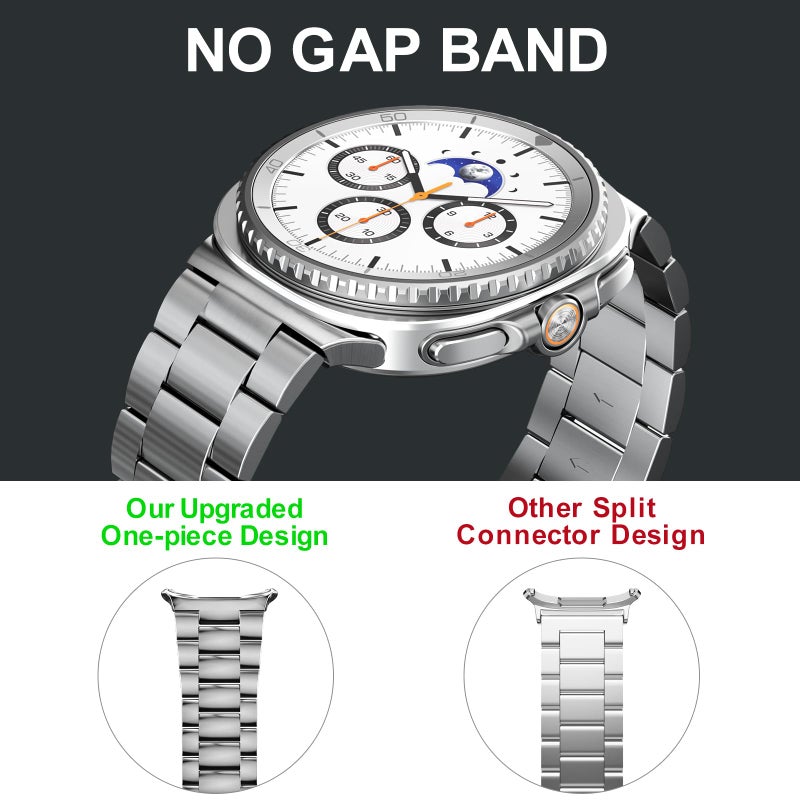 SPGUARD Metal Band Compatible with Samsung Galaxy Watch 8 40mm/44mm/Classic 46mm 2025,No Gap Business Stainless Steel Strap for Galaxy Watch8 Men Women,NOT for Other Models(Silver) - Image 5