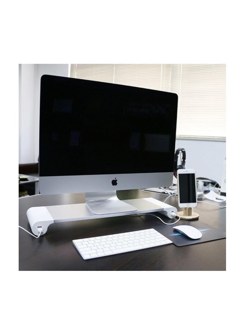 ماركة غير محددة حامل iMac Space Bar مع 4 منافذ USB للشحن، قاعدة حامل مكتب من الألومنيوم لأجهزة الكمبيوتر المحمولة وiMac  - Image 2