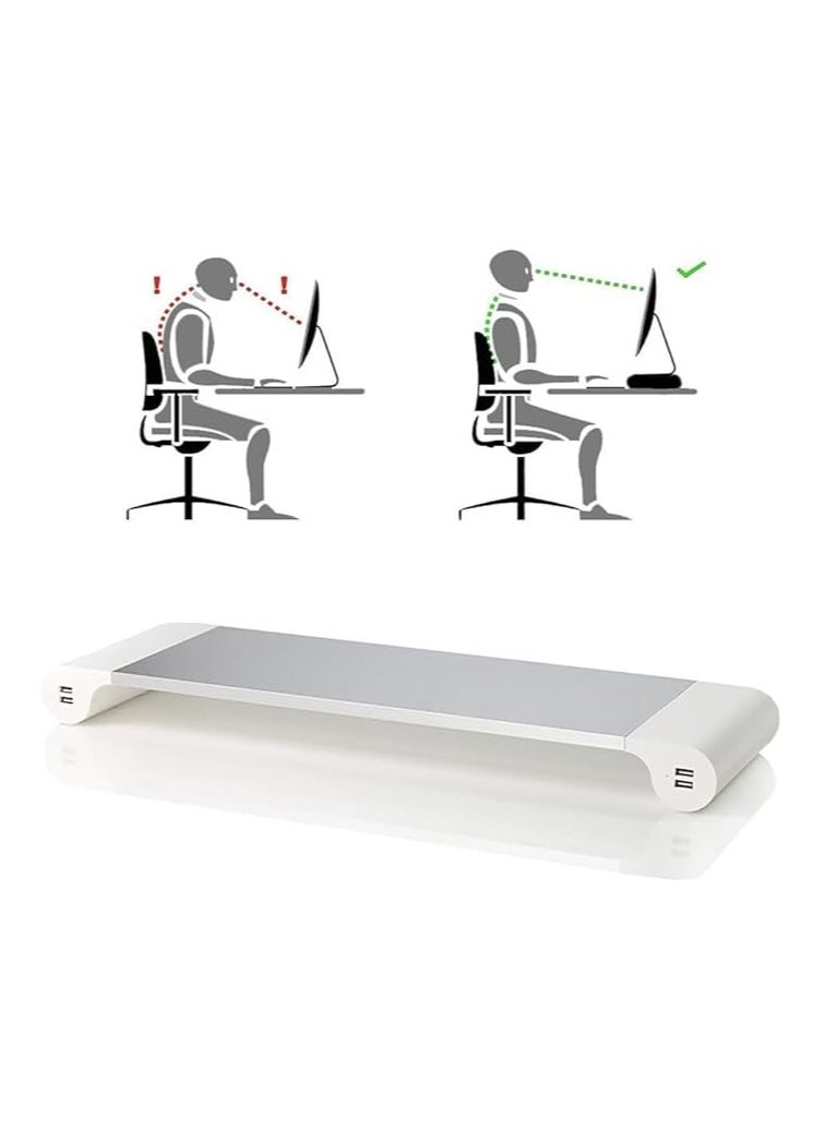 ماركة غير محددة حامل iMac Space Bar مع 4 منافذ USB للشحن، قاعدة حامل مكتب من الألومنيوم لأجهزة الكمبيوتر المحمولة وiMac  - Image 4