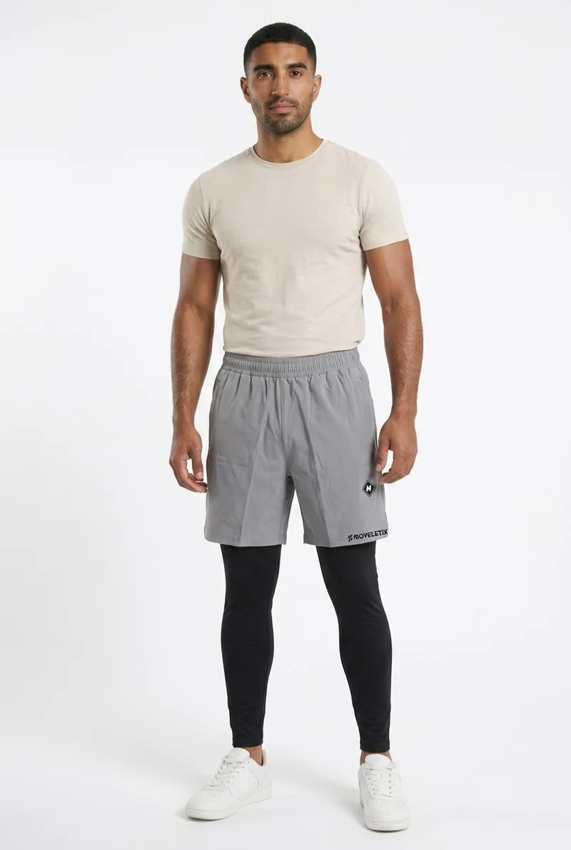 Moveletix Grey Men's 2in1 Training Shorts Grey with Legging for Men | Best Price UAE