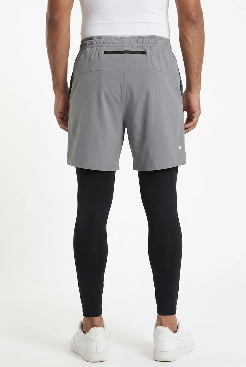 Moveletix Grey Men's 2in1 Training Shorts Grey with Legging for Men | Best Price UAE