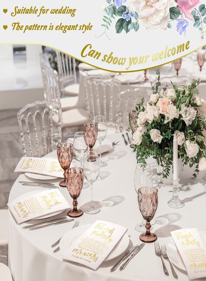 Hotop 100 Packs Wedding Napkins Mr & Mrs Dinner Gold for Reception Disposable Decorative Towels Shower Banquet Rehearsal Decorations, 12.99x15.75 inches - Image 2